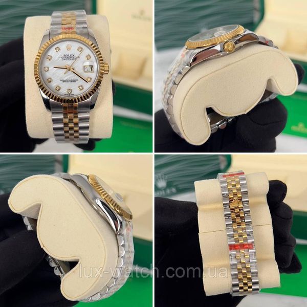 Наручний годинник Rolex Datejust 36 mm Diamond Silver-Gold-Marble 1356 фото