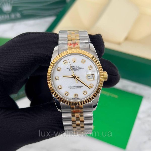Наручний годинник Rolex Datejust 36 mm Diamond Silver-Gold-Marble 1356 фото