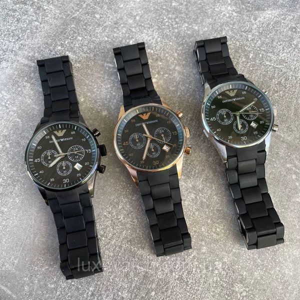 Годинник наручний Emporio Armani AR-5905 All Black Silicone преміального ААА класу 1635 фото