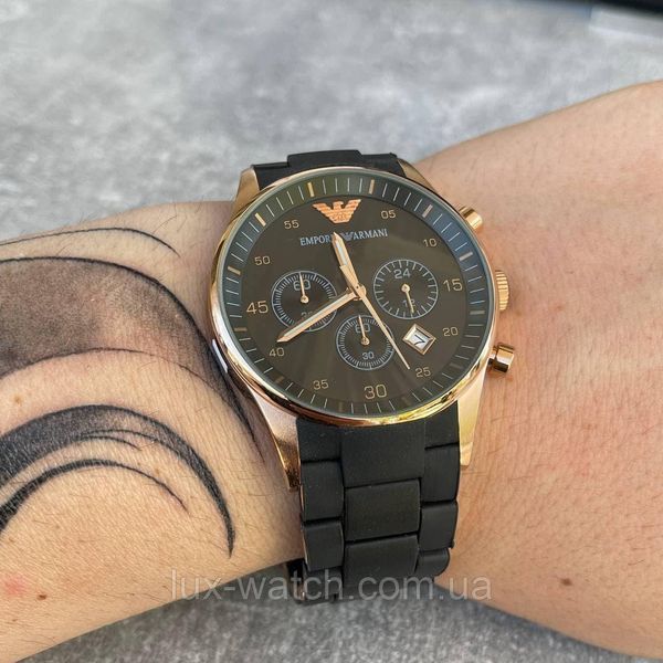 Годинник наручний Emporio Armani AR-5905 Balck-Gold-Black Silicone 1634 фото