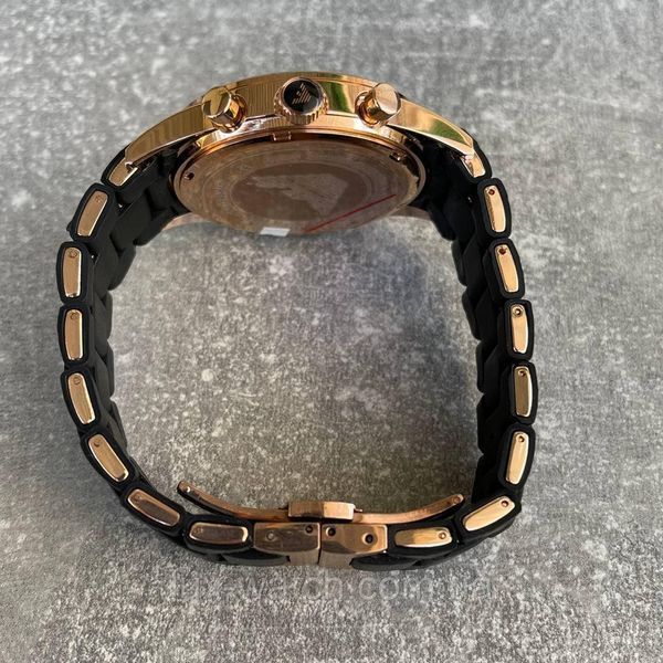 Годинник наручний Emporio Armani AR-5905 Balck-Gold-Black Silicone 1634 фото