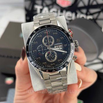 Круті чоловічий годинник Tag Heuer Carrera Silver-Black 1486 фото