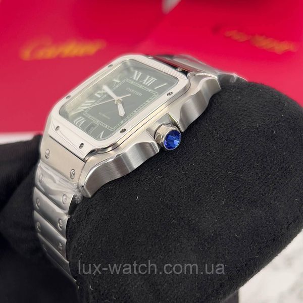 Елегантний наручний годинник Cartier Santos Silver-Green 1586 фото