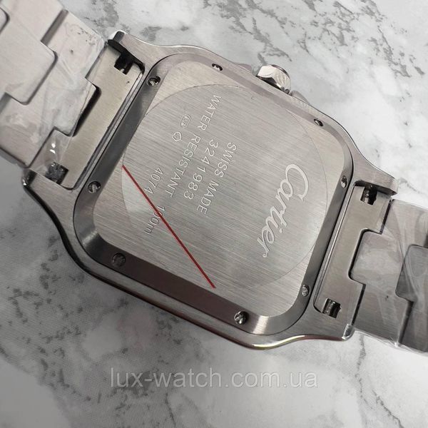 Елегантний наручний годинник Cartier Santos Silver-Green 1586 фото