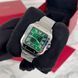 Елегантний наручний годинник Cartier Santos Silver-Green 1586 фото 9