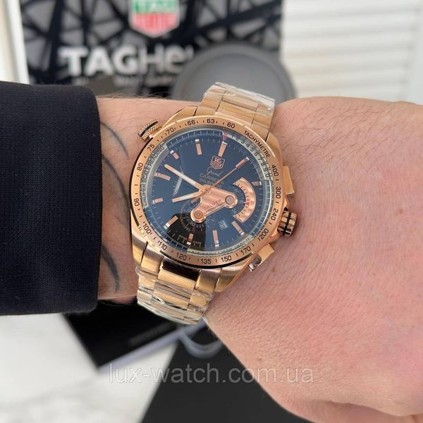 Стильний чоловічий годинник Tag Heuer Grand Carrera Calibre 36 RS Caliper Steel Gold/Black 1480 фото