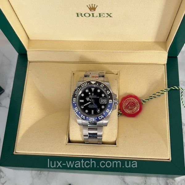 Чоловічий наручний годинник R/o/l/e/x/GMT-Master II Silver-Black/Blue 1322 фото