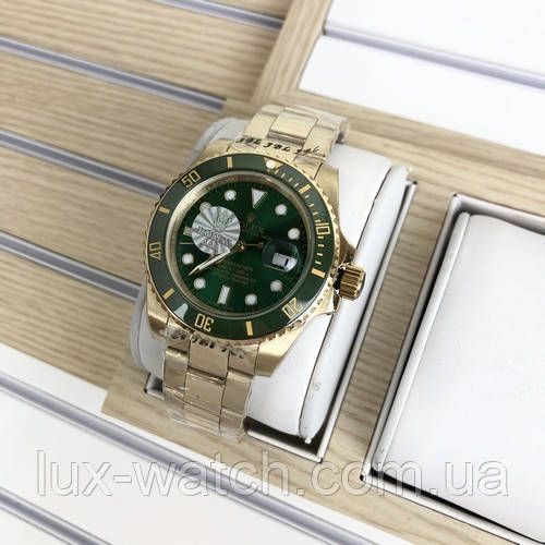 Годинник наручний Rolex Submariner AAA Gold-Green Automatic 1020-0811 фото