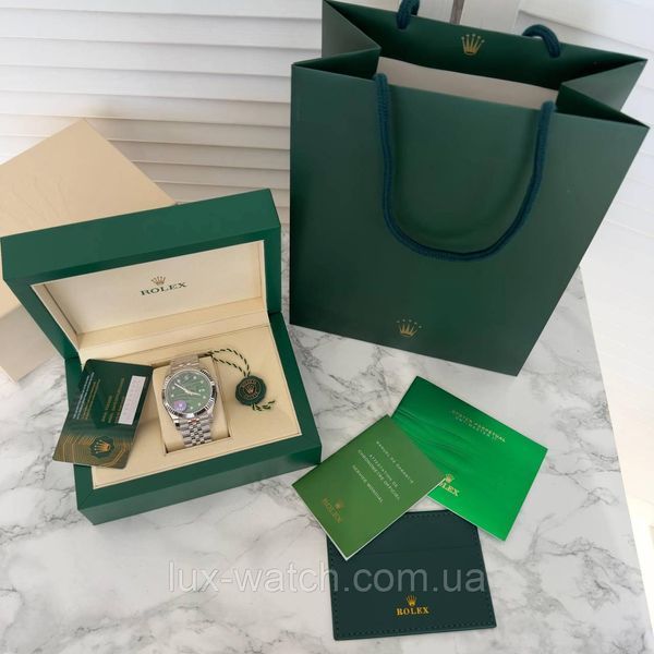 Наручний годинник Rolex Datejust Diamond 41 Silver-Green 1412 фото