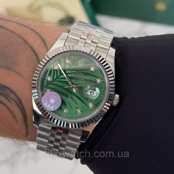 Наручний годинник Rolex Datejust Diamond 41 Silver-Green 1412 фото